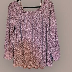 Anthropologie Eri + Ali long sleeve lace boho top. Size Large.